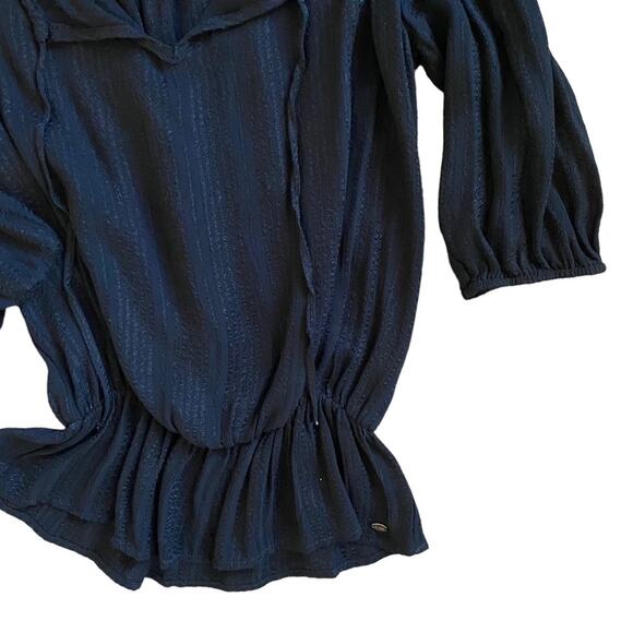 GUESS Black Cold Shoulder Peplum Blouse Size Small Business Casual Shabby Chic - Picture 4 of 12